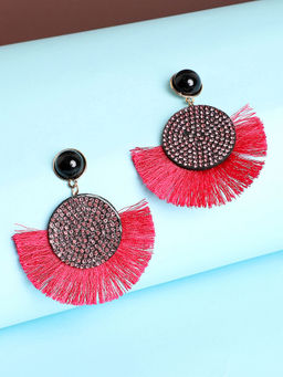 Sohi - Pink & Black Tassel Earrings
