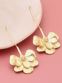 Sohi - Gold Plated Flower Drop Earrings