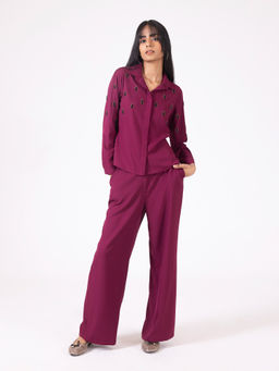SHAYE - Embroidered Purple Co-Ord Set