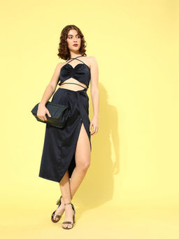 STREET 9 - Navy Blue Satin Dress