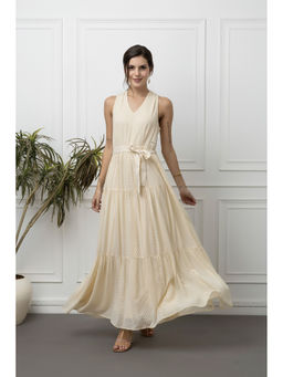 Beatnik - A-Line Off White Dress with Belt