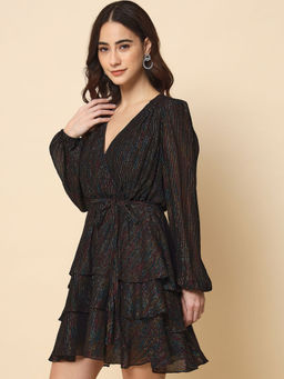 Beatnik - Peasant Black Dress with Belt