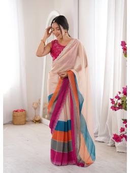 Nyri - Most demanding Jarkhan Diamond Fandy Silk Digital Printed Saree - Multi-Color