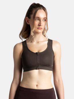 Jockey - MI10 Wirefree Microfiber Elastane Full Coverage Active Bra - Coffee
