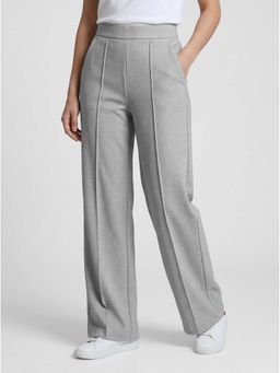 Tikhi Imli - Grey Mid Waist Straight Fit Pintuck Trousers
