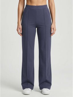 Tikhi Imli - Blue Mid Waist Straight Fit Pintuck Trousers