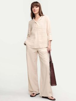RAREISM - Women Beige Mid Rise Solid Pants