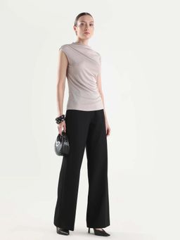 RAREISM - Black Solid Mid Rise Trousers