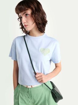 RAREISM - Blue Hd Printed Round Neck T-Shirt