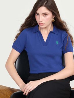 RAREISM - Blue Pull On Solid Polo T-Shirt