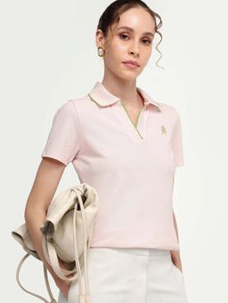 RAREISM - Pink Solid Polo T-Shirt
