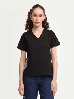 RAREISM - Black Butterfly Printed T-Shirt