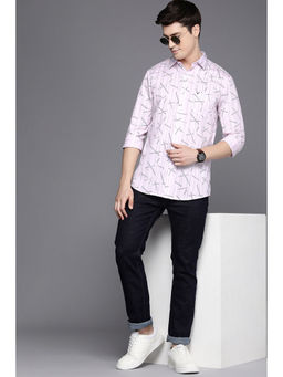 Allen Solly - Mens Pink Slim Fit Print Full Sleeves Casual Shirt
