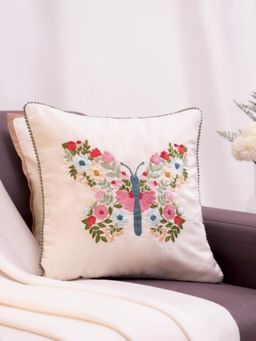 Haus & Kinder - Signature Blossom Butterfly Embroidered Cushion Cover 16 x 16 IN
