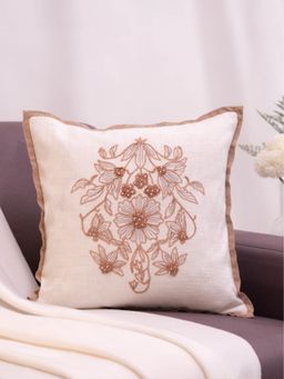 Haus & Kinder - Signature Ivory Grace Embroidered Cushion Cover 16 x 16 IN