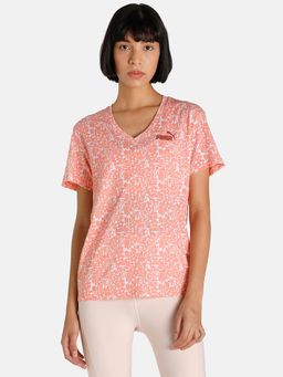 Puma - Essential AOP Crew Neck Womens Orange T-Shirt