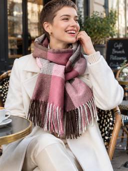 CrossKulture - Checkered Mauve Scarf for Women