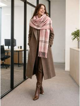 CrossKulture - Checkered Pink Scarf for Women