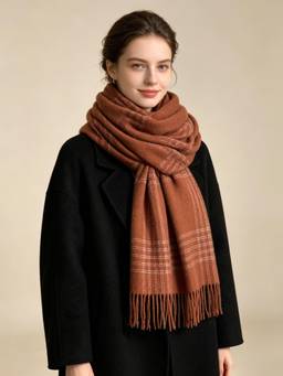 CrossKulture - Checkered Brown Scarf for Women