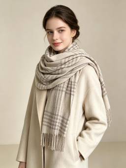 CrossKulture - Checkered Grey Scarf for Women