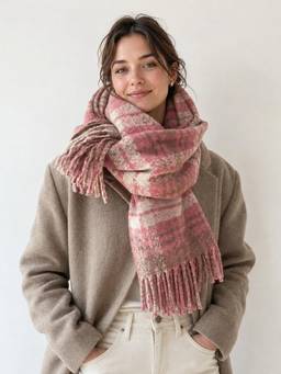 CrossKulture - Checkered Pink Scarf for Women