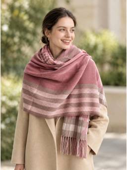 CrossKulture - Checkered Mauve Scarf for Women