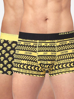 Jack & Jones - Black & Yellow Printed Trunks