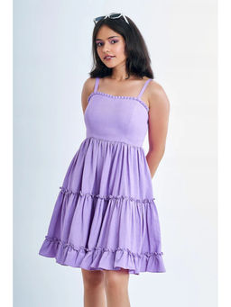 Tanoti - Jellybean Tiered Cotton Dress