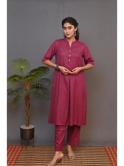 EARTHWEAR - Wine Stripe Kurta with Pant (Set of 2)