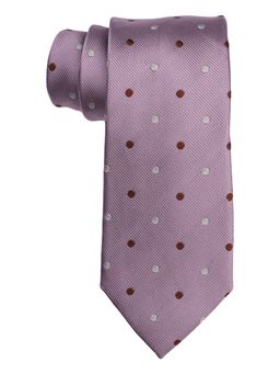 The Tie Hub - Purple with Brown Polka 100 Perc Silk Necktie
