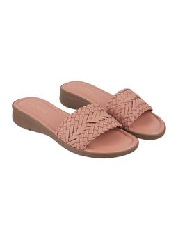 LAZERA SHOES - Peach Woven Slide Flat Sandals
