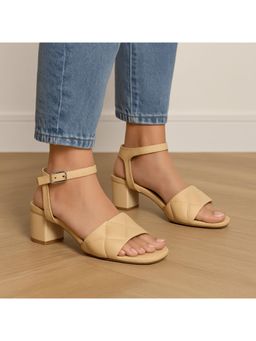 LAZERA SHOES - Beige Refined Medium Heel Casual Sandal