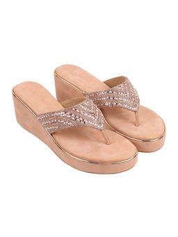 LAZERA SHOES - Gold Sparkle Wedge Slip-Ons