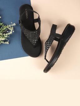 LAZERA SHOES - Black Tailored Short Heel Formal Comfort Sandal