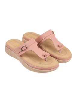 LAZERA SHOES - Peach Orthopaedic Style Wedge Flat Sandals