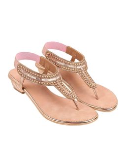 LAZERA SHOES - Rose Gold Dazzle Flat Party Flat Sandals