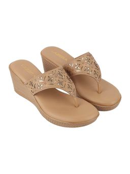 LAZERA SHOES - Peach Mid-Heel Platform Slip-On Sandals