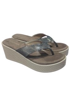 LAZERA SHOES - Grey Metallic Comfort Thong Sandals