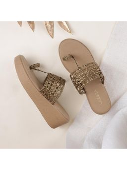 LAZERA SHOES - Gold Festive Wedge Heels