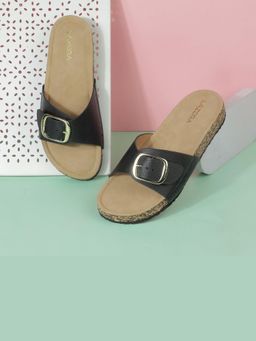 LAZERA SHOES - Black Everyday Buckle Comfort Slides