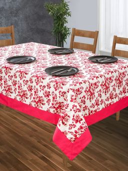 SHADES OF LIFE - Pink Rose Floral With Plain Border Center Table Cover