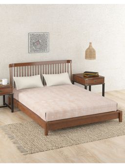 Fabindia - Peach Pihu Cotton Hand Block Printed Double Bed Sheet Set With Pillow Covers