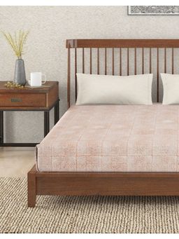 Fabindia - Peach Pihu Cotton Hand Block Printed King Bed Sheet Set With Pillow Covers