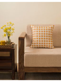 Fabindia - Yellow Saina Cotton Silk Printed Cushion Cover -16X16