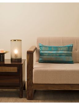 Fabindia - Turquoise Zaira Silk Embroidered Cushion Cover -12X20
