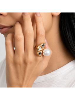 Isharya - White Melon Pearl Mirror 18K Gold Plated Ring