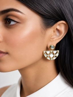 Isharya - White Lattice Mirror 18K Gold Plated Statement Drops