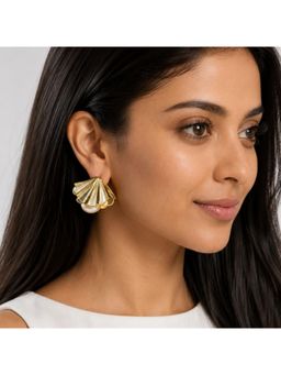 Isharya - White Feni Pearl Mirror 18K Gold Plated Hoops