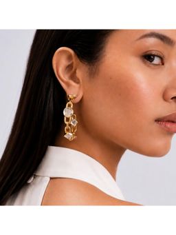 Isharya - White Pearl Girl Mirror 18K Gold Plated Hoops