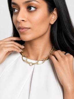 Isharya - White Nova Mirror 18K Gold Plated Choker Necklace